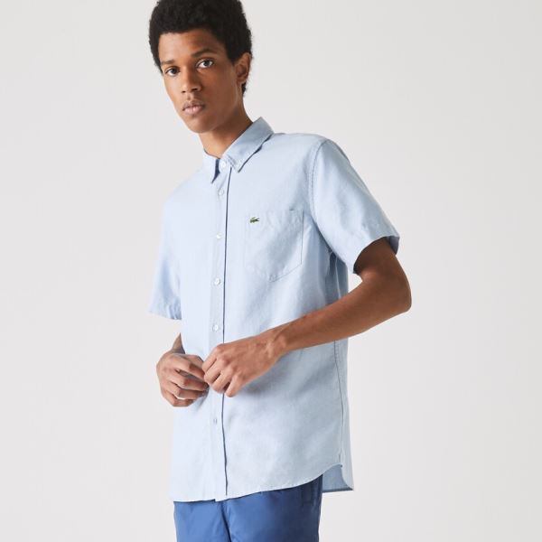 Lacoste Regular Fit Oxford Cotton Shirt - Šortky Pánské Světle Blankyt | CZ-923ngS